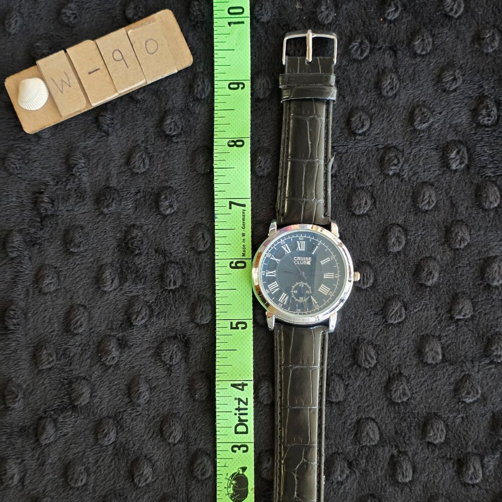 Item #W90 Cruise Club Blue face black band 2 dial 1.75in face Watch